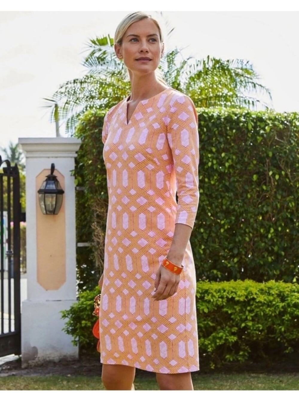J. McLaughlin Carly Cabanaβ Catalina Cloth Pink Yellow Dress size S